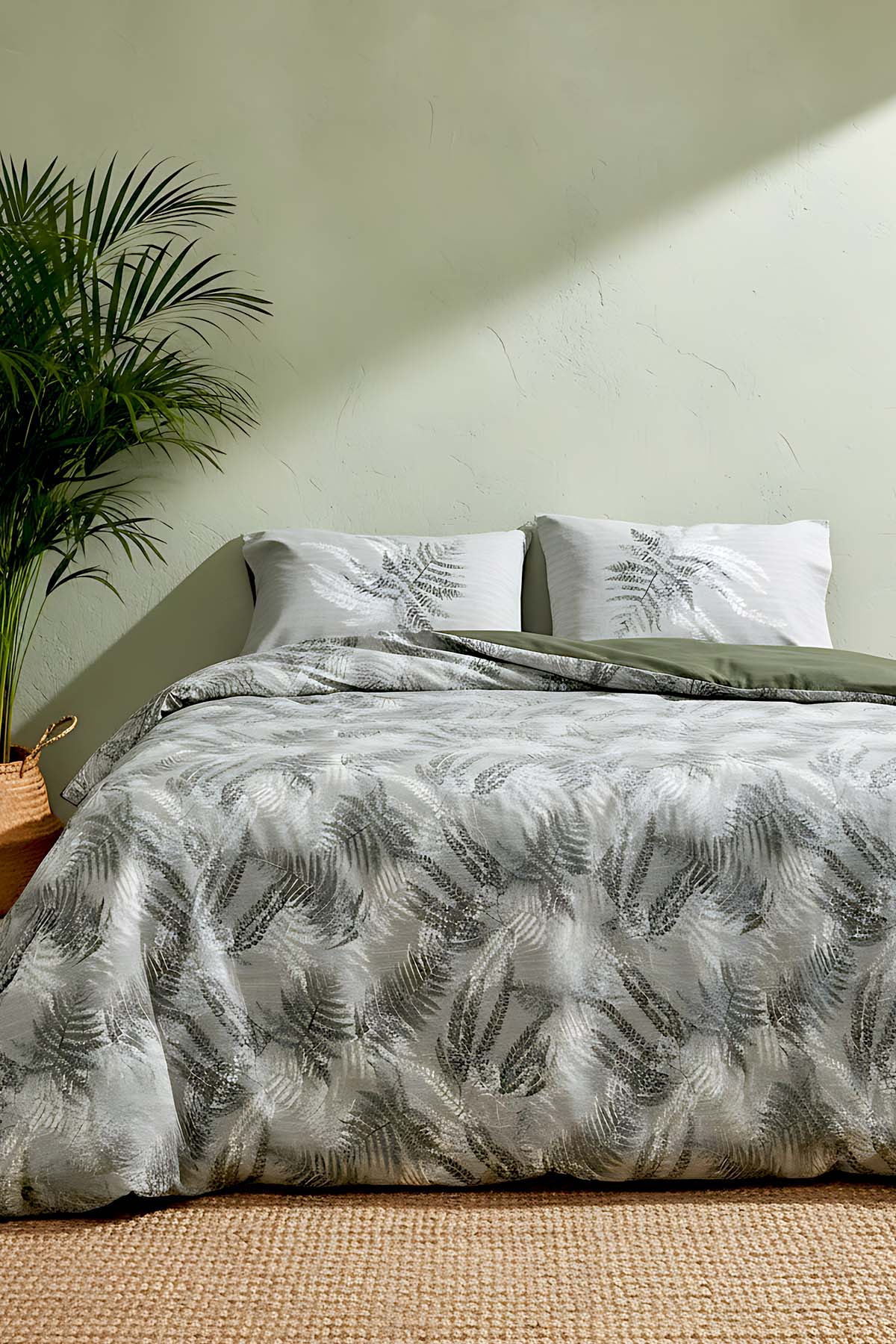 Dual Frond Double Size 100% Cotton Duvet Cover Set - 4 Pieces