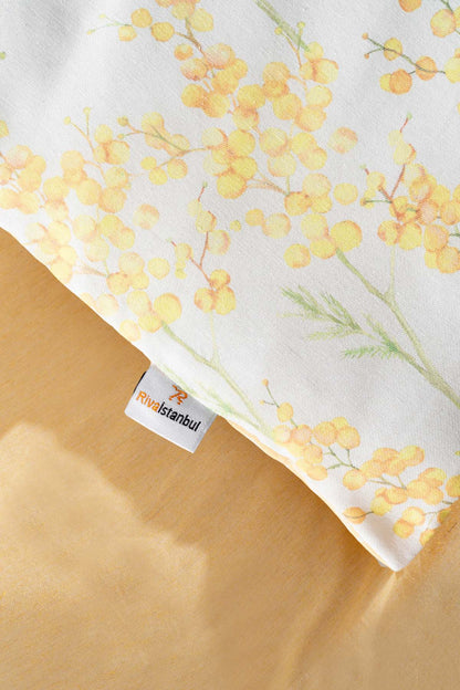 Lorisa Yellow Polycotton Double Size Duvet Cover Set, Zipper, 200×215 cm, 3-Piece