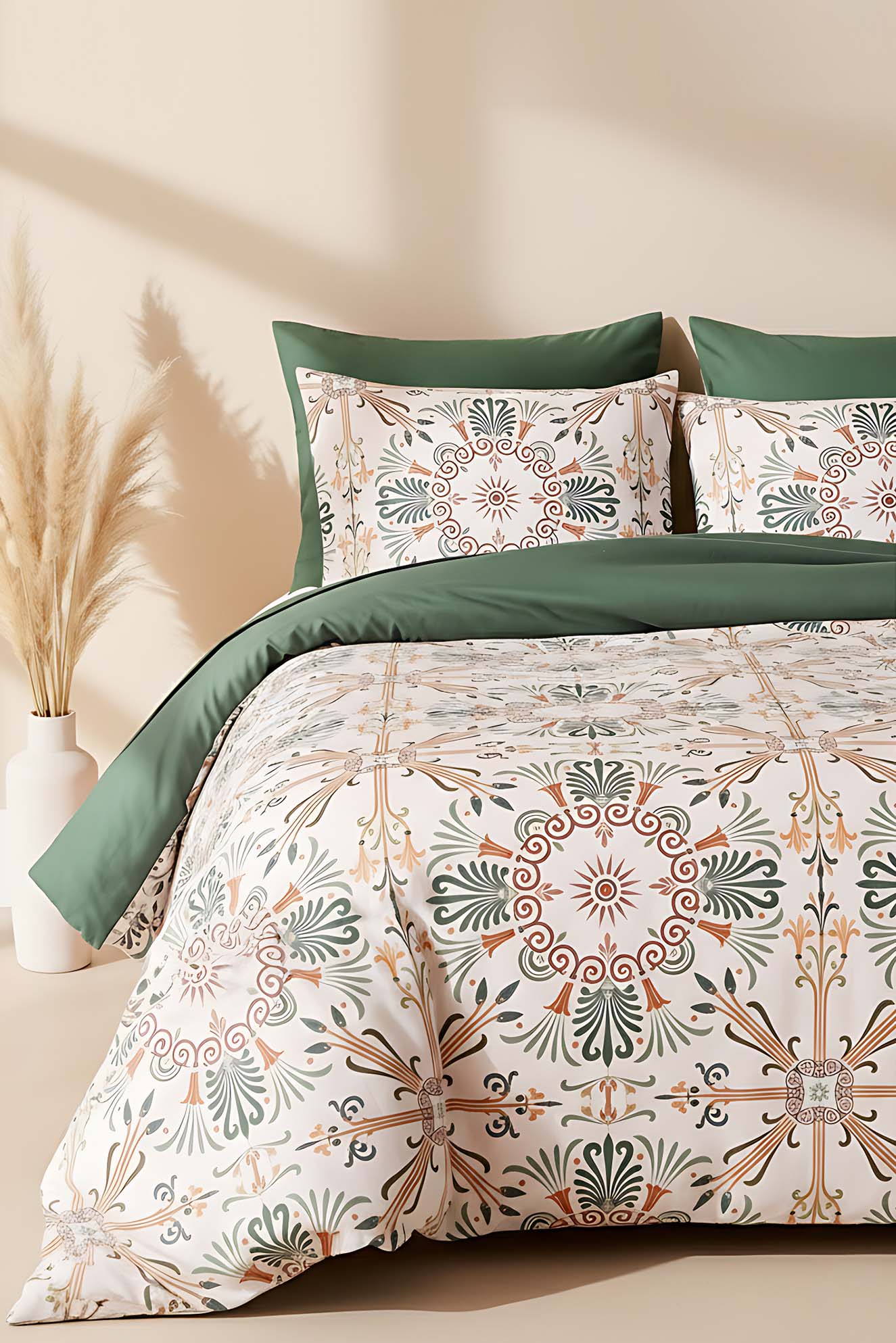 Ethnic Palace Polycotton Double Size Duvet Cover Set, Zipper, 200×215 cm, 3-Piece