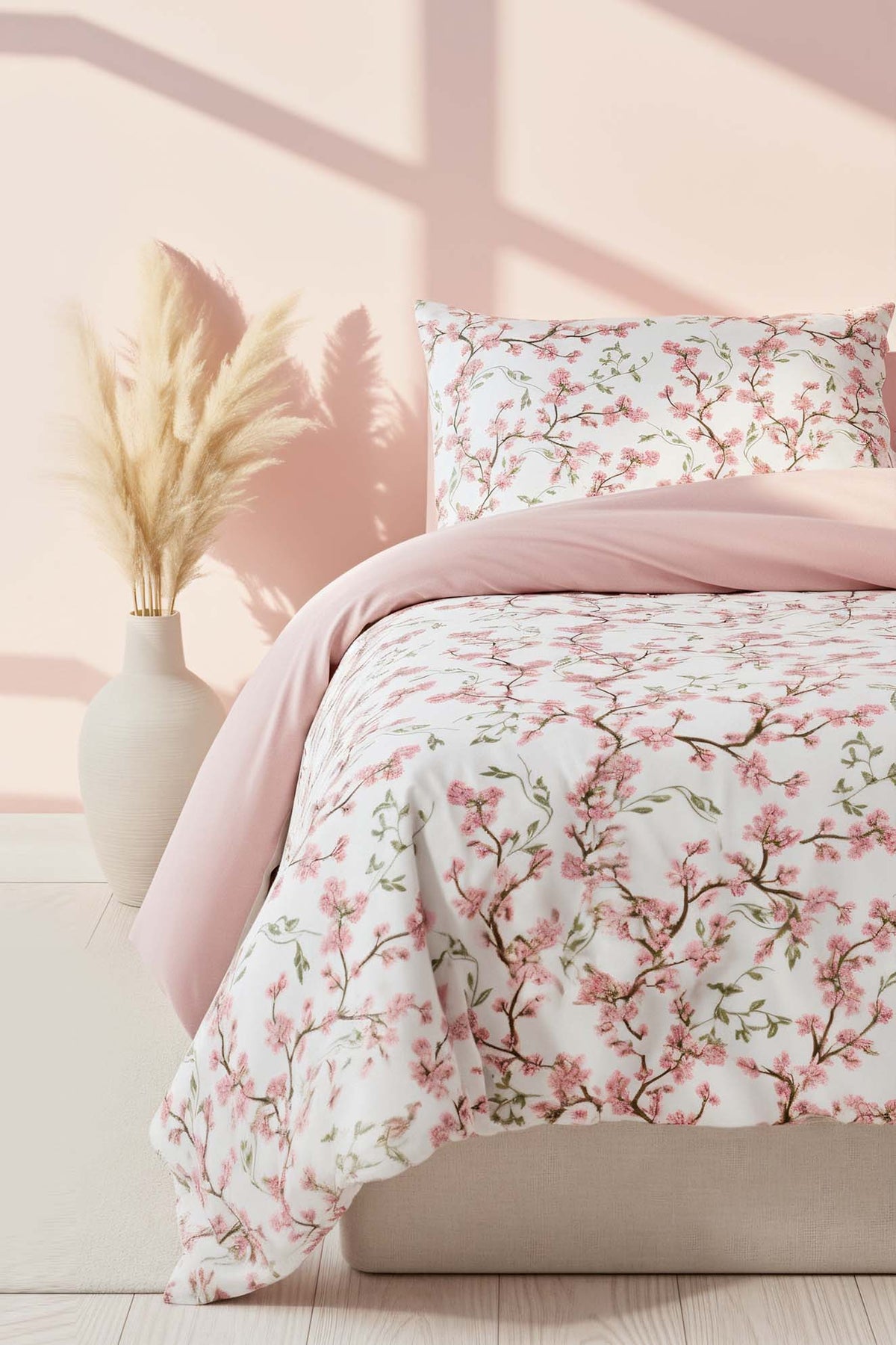 Sakura Polycotton Double Size Duvet Cover Set, Zipper, 200×215 cm, 3-Piece