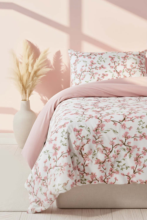 Sakura Polycotton Double Size Duvet Cover Set, Zipper, 200×215 cm, 3-Piece
