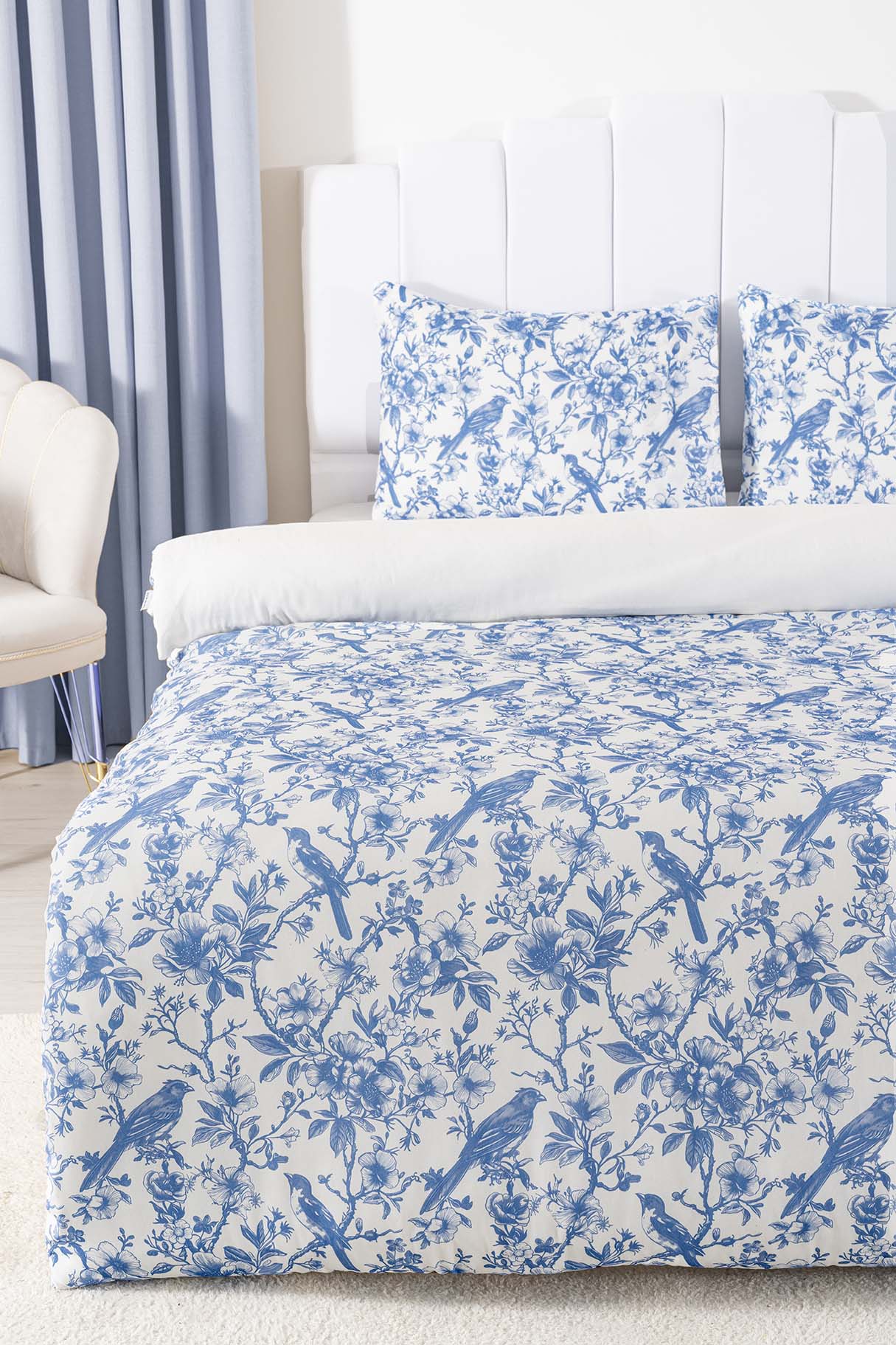 Nova Blue Polycotton Double Size Duvet Cover Set, Zipper, 200×215 cm, 3-Piece