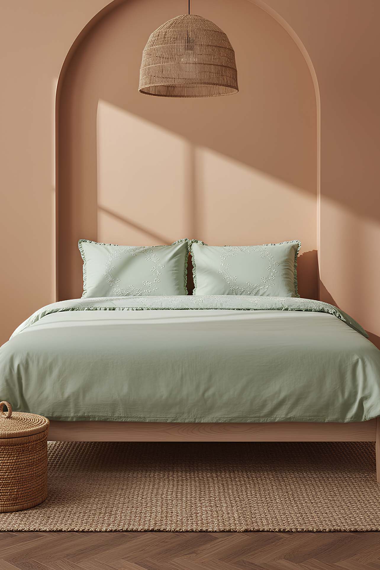 Nigra Embroidered Double Size 100% Cotton Duvet Cover Set – 4 Pieces