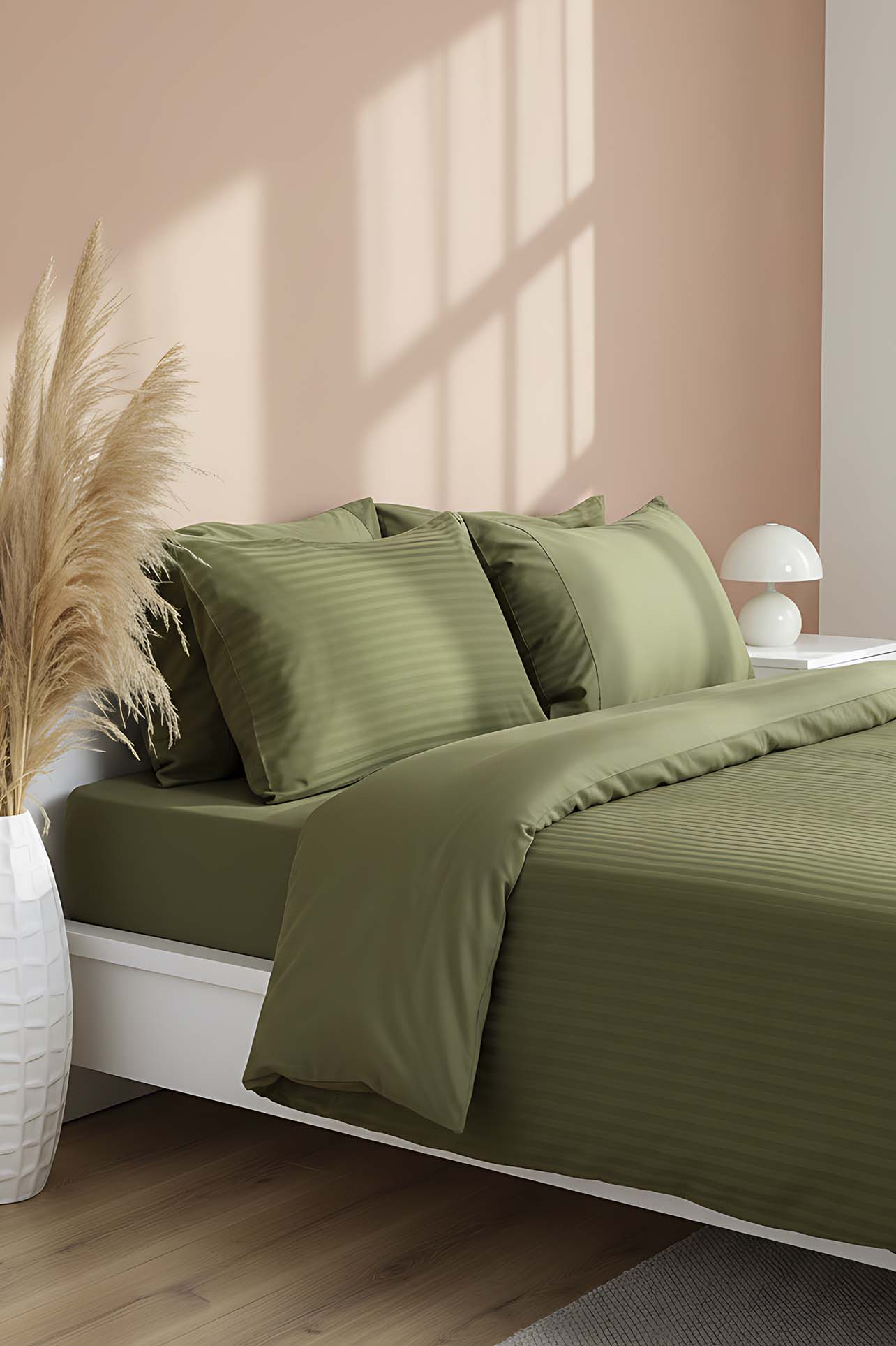 Opia Forest 100% Cotton Double Duvet Cover Set - 6-Piece Premium Trousseau Bedding Bundle - Breathable & Soft Deep Green Quilt Cover with 4 Pillowcases