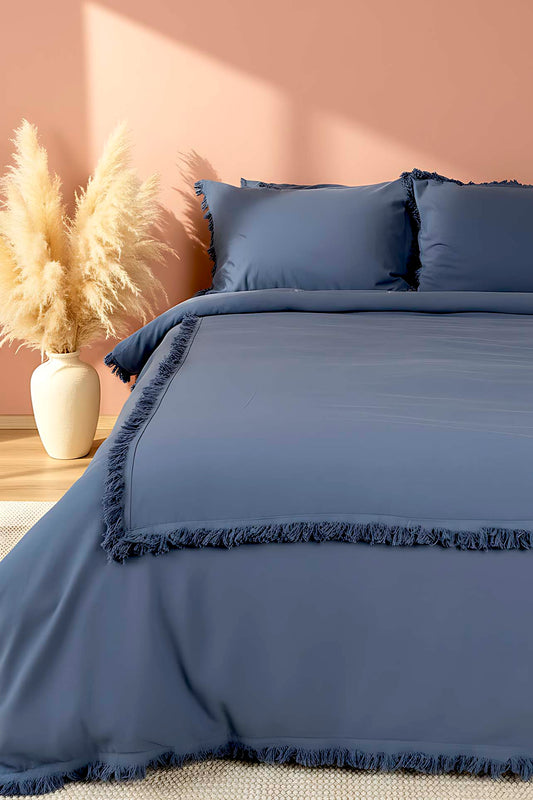 Maddox Dark Storm 100% Cotton Double Duvet Cover Set - 6-Piece Premium Trousseau Bedding Bundle - Soft & Breathable Quilt Cover with Matching Pillowcases