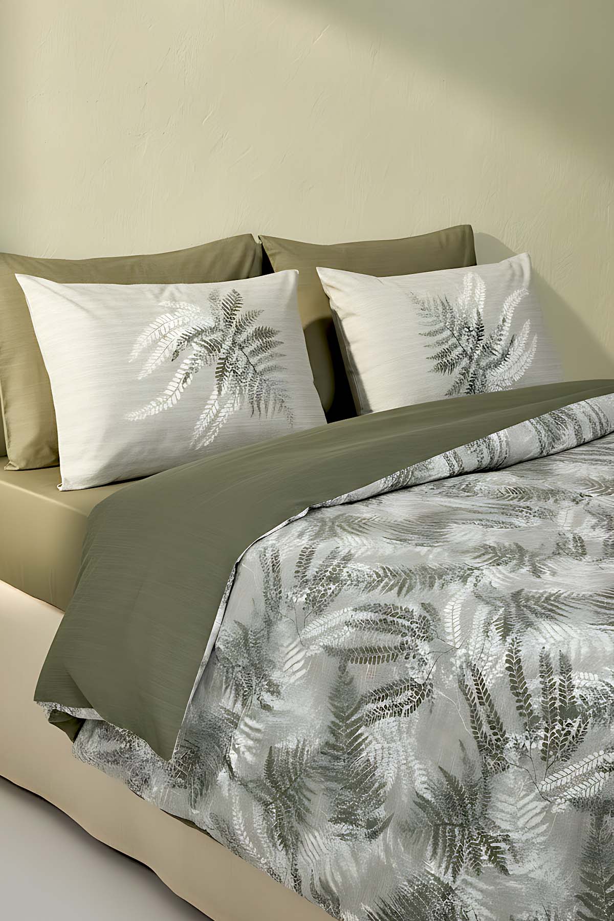 Dual Frond Double Size 100% Cotton Duvet Cover Set - 4 Pieces