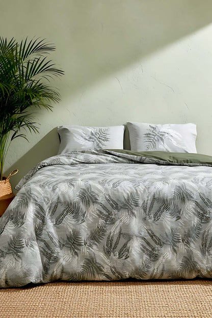 Dual Frond Double Size 100% Cotton Duvet Cover Set - 4 Pieces