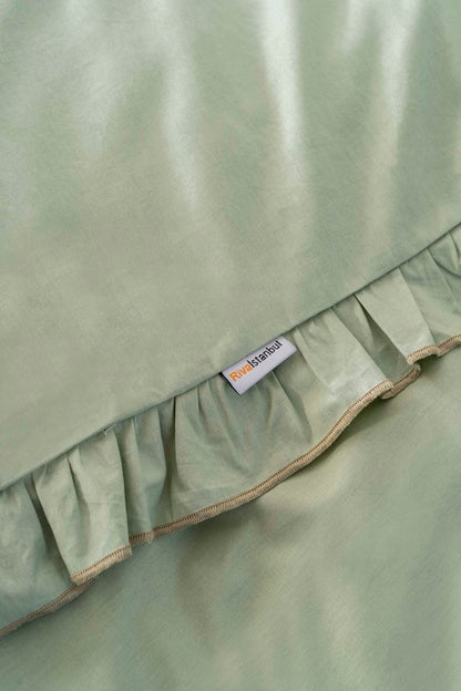 Florita Green Double Embroidered 100% Cotton Duvet Cover Set – 4 Pieces