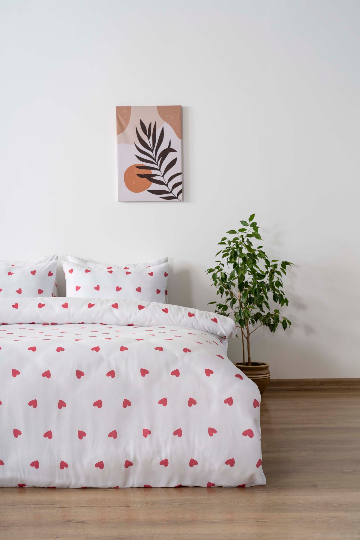 Red Heart Polycotton Double Size Duvet Cover Set, Zipper, 200×215 cm, 3-Piece