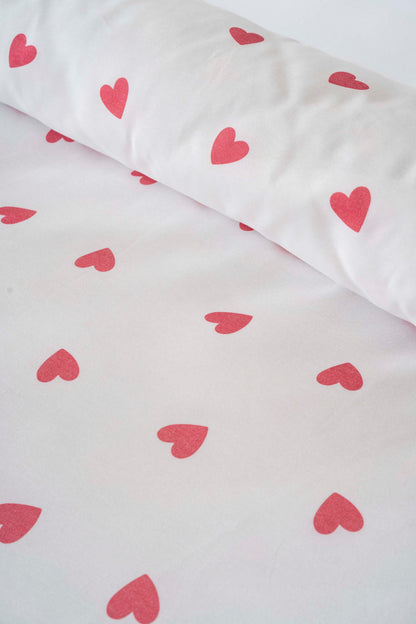 Red Heart Polycotton Double Size Duvet Cover Set, Zipper, 200×215 cm, 3-Piece