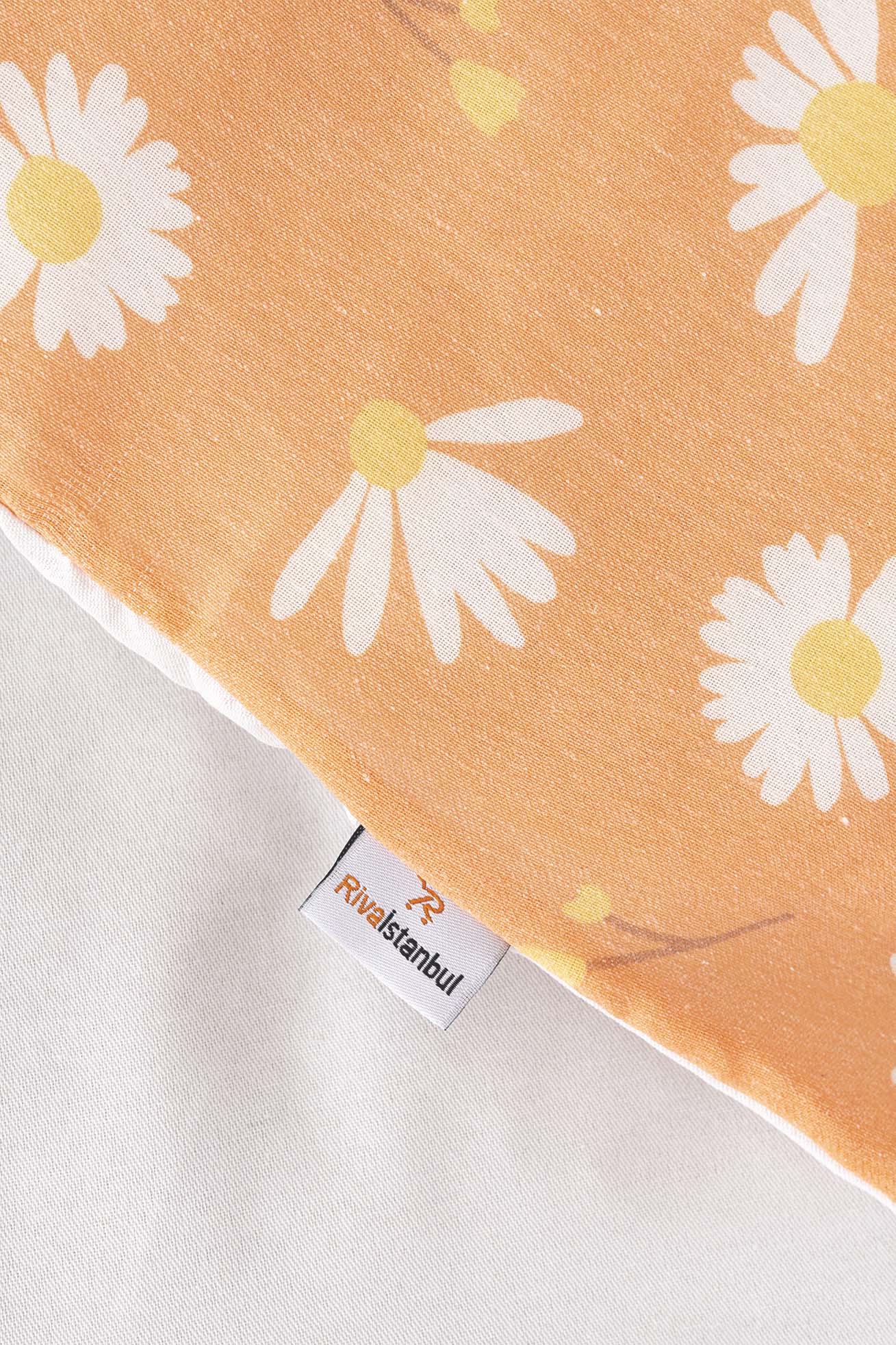 Orange Daisy Polycotton Double Size Duvet Cover Set, Zipper, 200×215 cm, 3-Piece