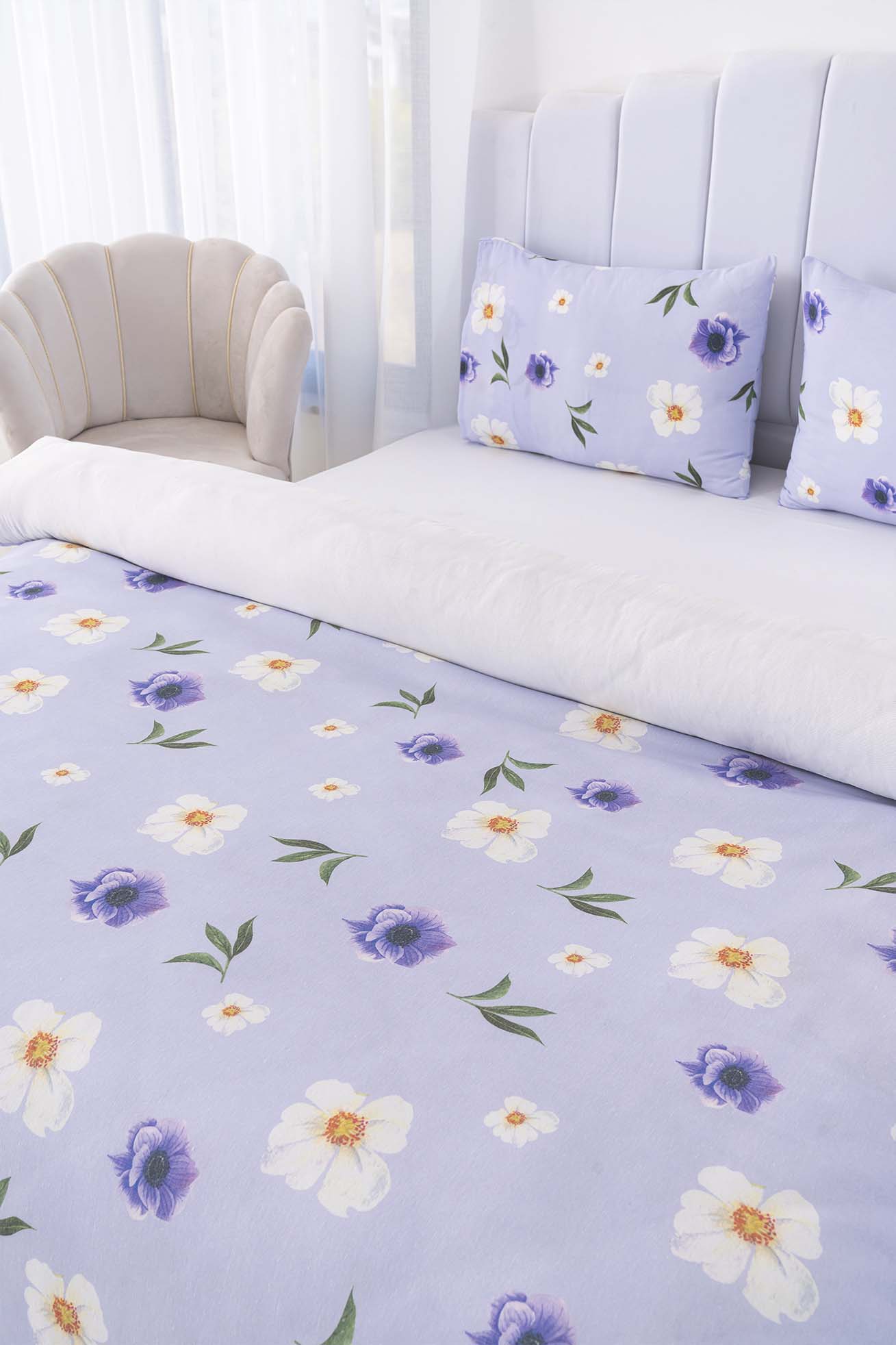 Wild Flowers Polycotton Double Size Duvet Cover Set, Zipper, 200×215 cm, 3-Piece