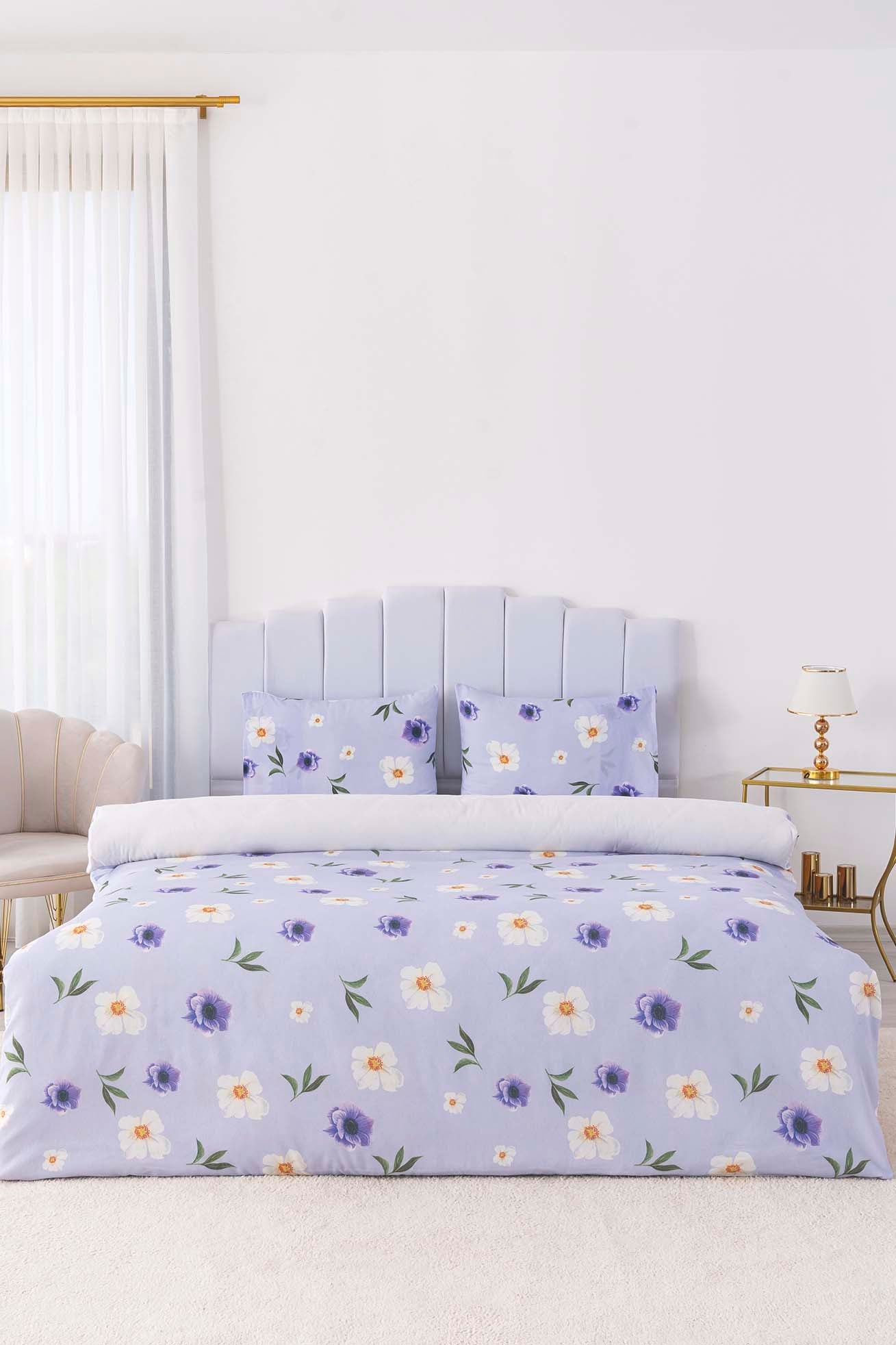 Wild Flowers Polycotton Double Size Duvet Cover Set, Zipper, 200×215 cm, 3-Piece