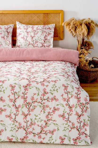 Sakura Polycotton Double Size Duvet Cover Set, Zipper, 200×215 cm, 3-Piece