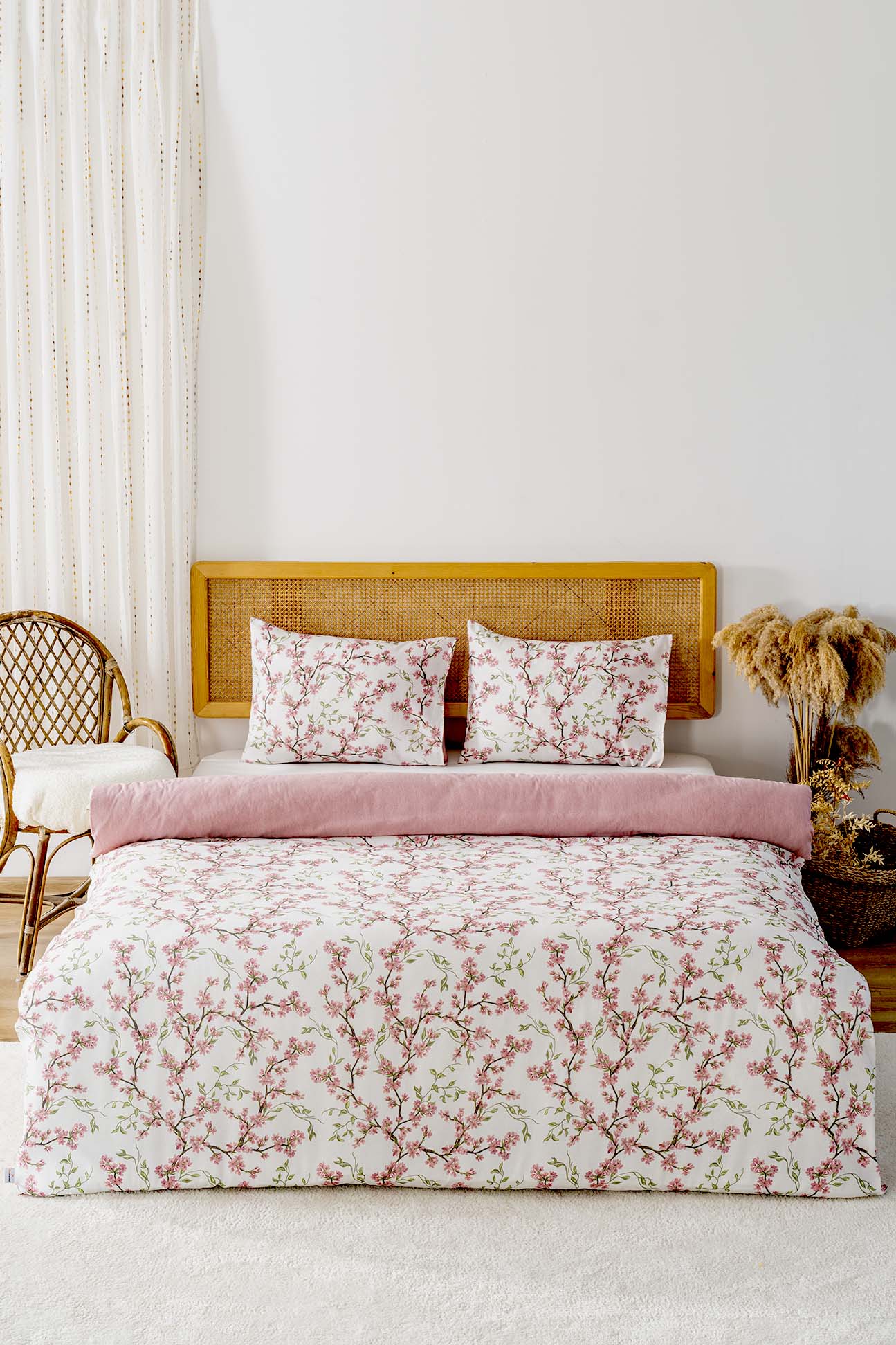 Sakura Polycotton Double Size Duvet Cover Set, Zipper, 200×215 cm, 3-Piece